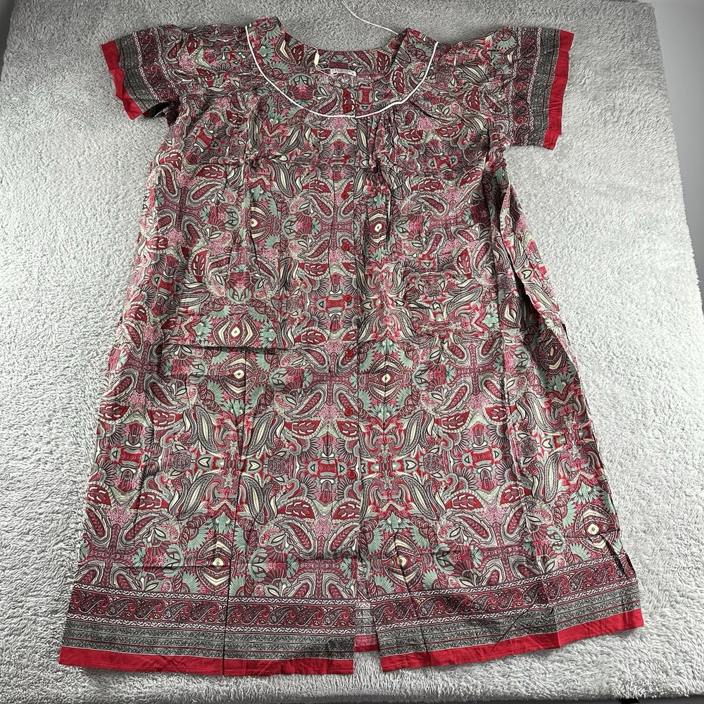 Ekouaer House Dress Night Gown Womens‎ 3XL Paisley Pattern Button Pockets Apron